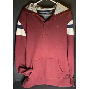 Tommy Hilfiger Maroon Red Pullover Hoodie Sweater Casual Outdoors Preppy Mens XL
